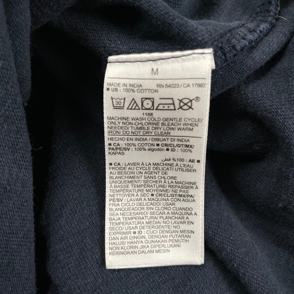 Old Navy Rugby Shirt Men Medium Navy Blue Yellow Stripe Long Sleeve Polo Preppy - Picture 6 of 7